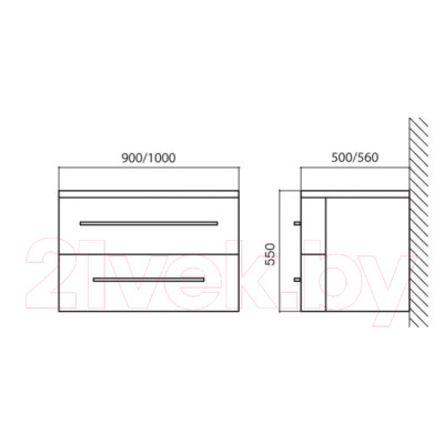 Тумба под умывальник BelBagno BB1000DCS2C/SO-BB1000ARL