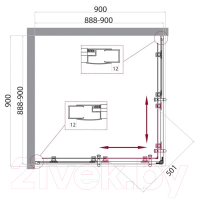 Душевой уголок BelBagno UNO-195-A-2-90-P-Cr