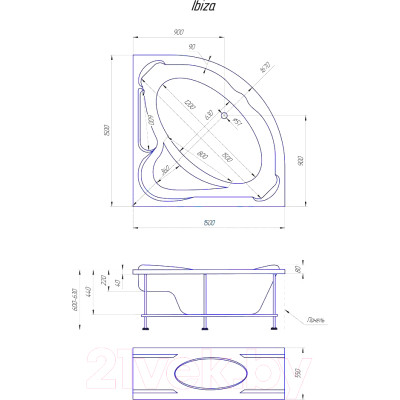 Ванна акриловая 1Марка Ibiza 150x150