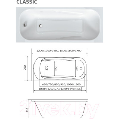 Ванна акриловая 1Марка Classic 160x70 A