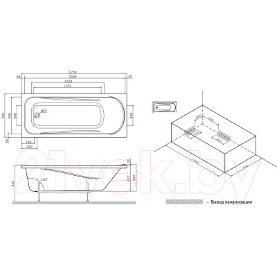 Ванна акриловая AM.PM Sense 170x70 / W75A-170-070W-KL