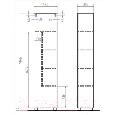 Шкаф-пенал для ванной Vigo Geometry 450