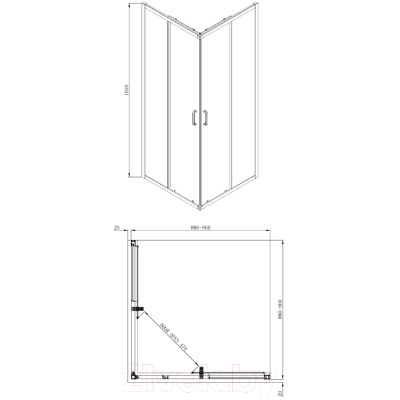 Душевой уголок Adema Glass Vierkant 90