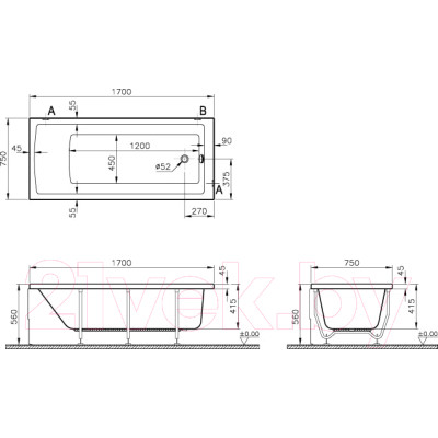 Ванна акриловая VitrA Neon 170х75 / 52280001000