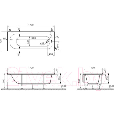 Ванна акриловая VitrA Neon 170x70 / 52530001000