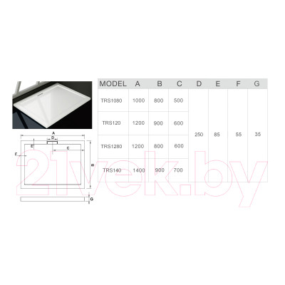 Душевой поддон WeltWasser TRS 12090 120x90x3.5