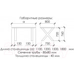 Обеденный стол Buro7 Икс Классика 110x80x76