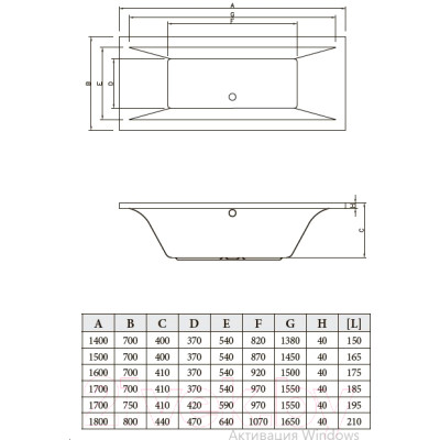 Ванна акриловая Bonito Home Valencia 180x80