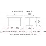 Обеденный стол Buro7 Двутавр Классика 120x80x76