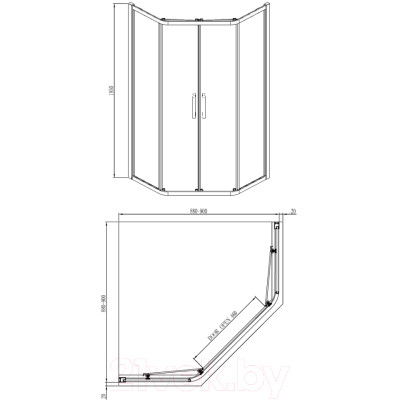 Душевой уголок Adema Glass Line Пента 90