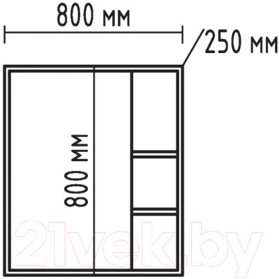 Шкаф с зеркалом для ванной Misty Венера 80 R / П-Внр04080-01СвП