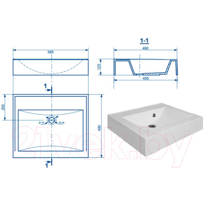 Тумба с умывальником Millwood Венеция 1 59x49x89