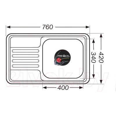 Мойка кухонная Premial 7642 0.8мм