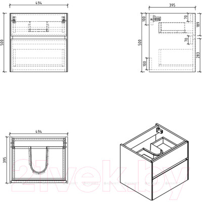 Тумба под умывальник BelBagno Pietra MINI-500AS-2C-SO-SCM