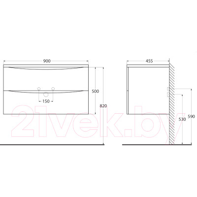 Тумба под умывальник BelBagno ACQUA-900-2C-SO-RVB