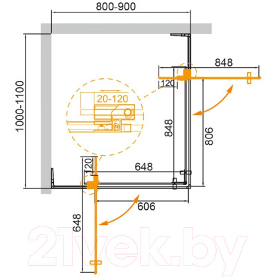 Душевой уголок Cezares SLIDER-AH-2-80/90-100/110-C-NERO