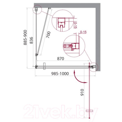 Душевой уголок BelBagno MARMI-AH-1-100/90-C-Cr