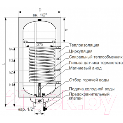 Бойлер косвенного нагрева Galmet Mini Tower SGW(S)80R (w/s) H / 26-084870