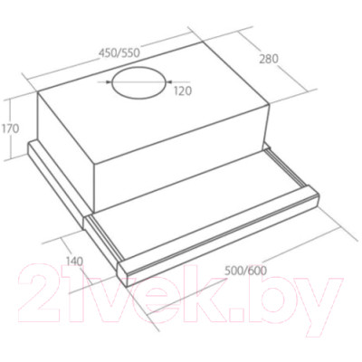 Вытяжка телескопическая Akpo Light Eco Glass 50 WK-7