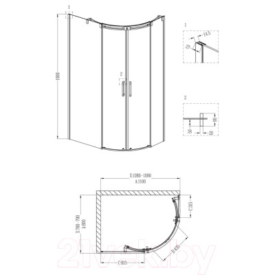 Душевой уголок Grossman Galaxy GR-4110L 110x80