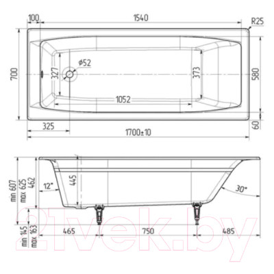 Ванна чугунная Wotte Forma 170x70 / БП-э00д1468