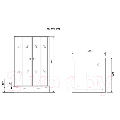 Душевой уголок Niagara NG-008-14Q 80x80x195