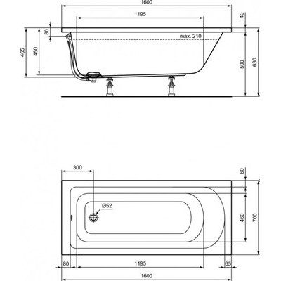 Ванна акриловая Ideal Standard Hotline K274501 160x70