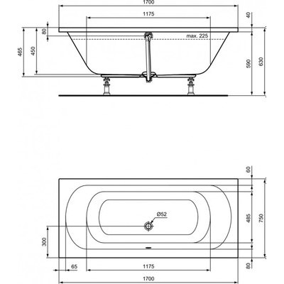 Ванна акриловая Ideal Standard Hotline Duo K274901 170x75