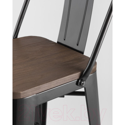 Стул барный Stool Group Tolix Wood со спинкой / YD-H675E-W LG-01