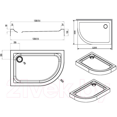 Душевой поддон AM.PM W83T-302R120W