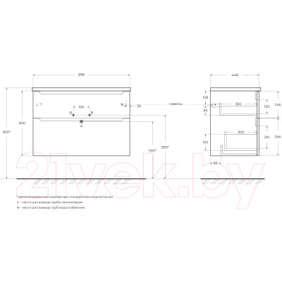 Тумба под умывальник BelBagno ETNA-H60-900-2C-SO-BL-P