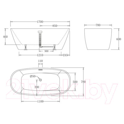 Ванна акриловая BelBagno BB72-1700-W0