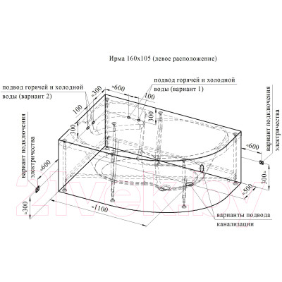 Ванна акриловая Vannesa Ирма 160x105 L / 2-01-0-1-1-229