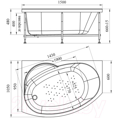 Ванна акриловая Vannesa Монти 150x105 L / 2-01-0-1-1-213