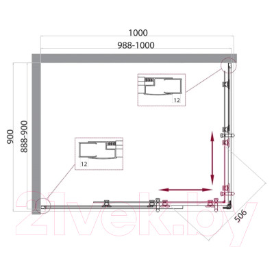 Душевой уголок BelBagno UNO-195-AH-2-100/90-P-Cr