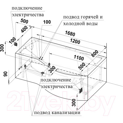 Ванна акриловая Vannesa Миранда 168x95 R / 2-78-0-2-1-209