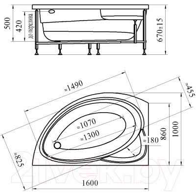 Ванна акриловая Vannesa Модерна 160x100 L / 2-78-0-1-1-214