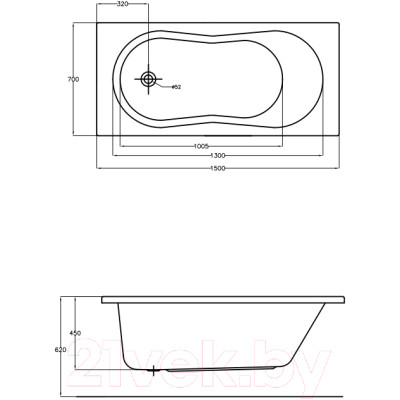 Ванна акриловая Cersanit Nike 150x70