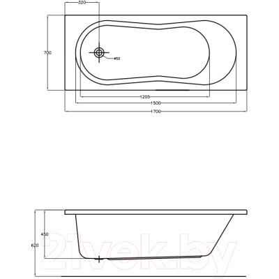 Ванна акриловая Cersanit Nike 170x70