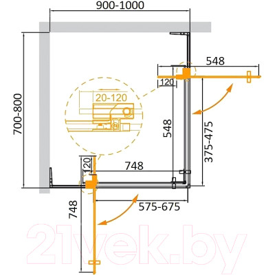 Душевой уголок Cezares SLIDER-AH-2-70/80-90/100-GRIGIO-NERO