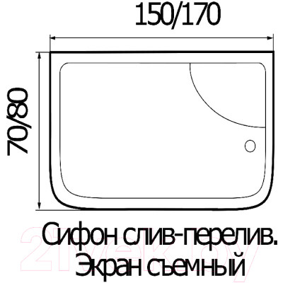 Ванна акриловая Wemor 170/80/55 S