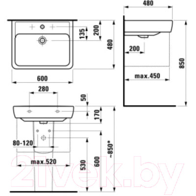 Умывальник Laufen Pro 60 / 189520001041