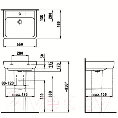 Умывальник Laufen Pro 55 / 189580001041