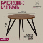 Обеденный стол Millwood Женева 2 Л D100 / 100x100x75