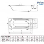 Ванна акриловая Alba Spa Baline 170x70