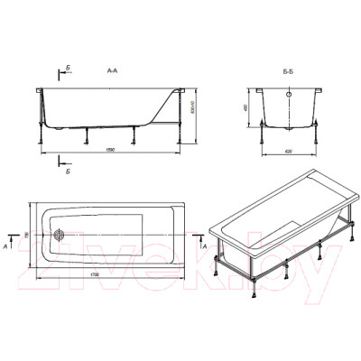 Ванна акриловая Roca Elba 170x75 / 248507000