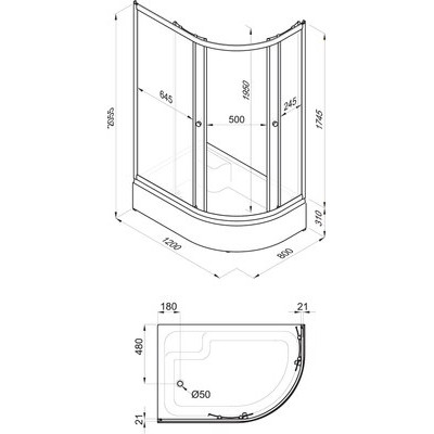 Душевой уголок Triton Коралл В Мозаика 120x80 L