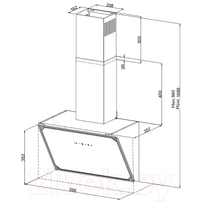 Вытяжка наклонная Korting KHC 69059 RGB