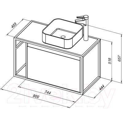 Тумба под умывальник Aquanet Nova Lite Loft 90 R / 261651