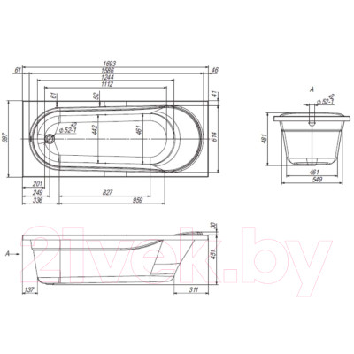 Ванна акриловая Ventospa Aqua 170x70